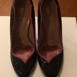 Red Valentino Black Glitter Pumps